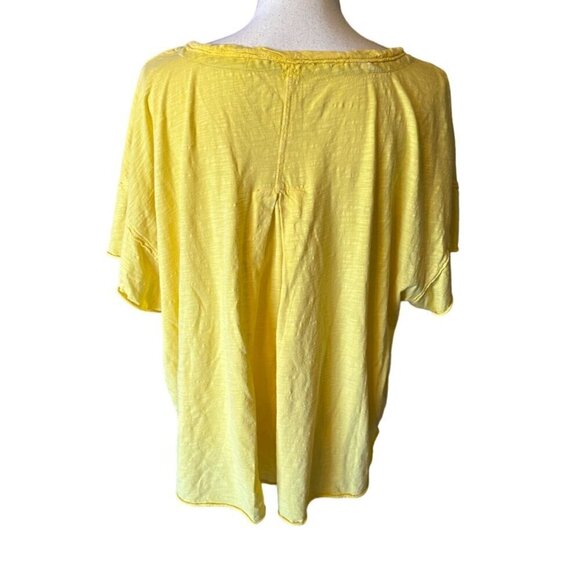 Anthropologie Pilcro Yellow Loose Fit Short Sleeve Top Plus Size 2x Split Back - Picture 2 of 8